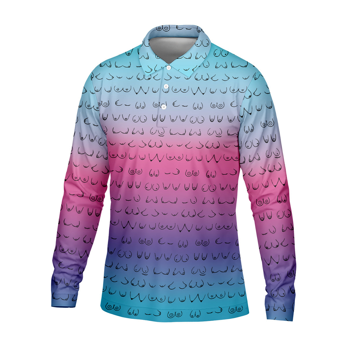 Blue Pink Ombre Mens Funny Golf Shirts , Fun Golf Shirts For Men, Men Golf Polo Shirts, Cool Golf Gifts