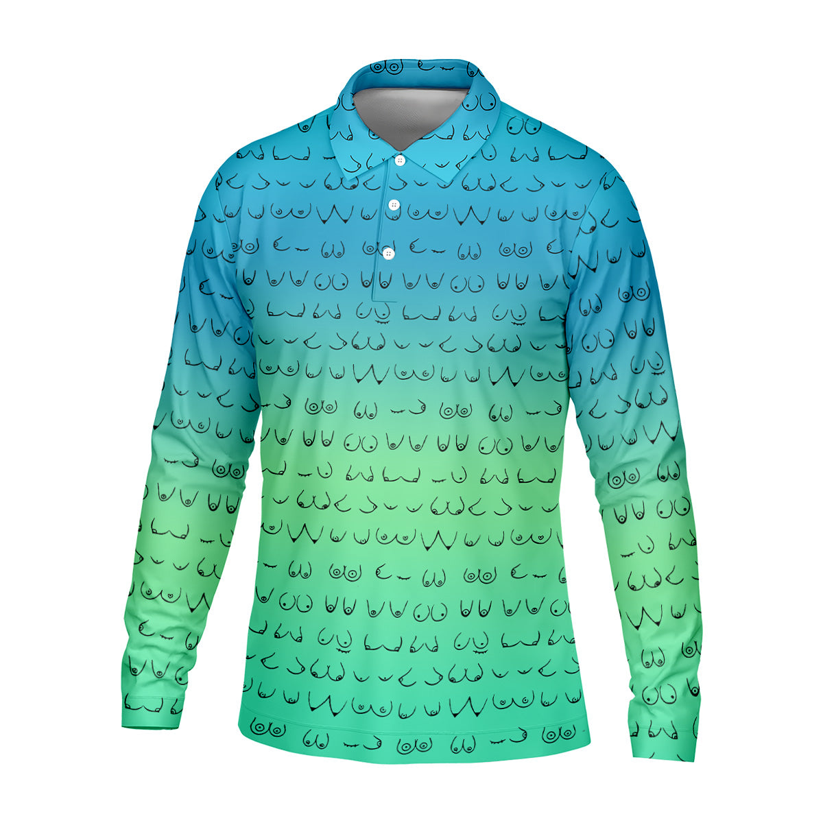 Blue Ombre Mens Funny Golf Shirts , Fun Golf Shirts For Men, Men Golf Polo Shirts, Cool Golf Gifts