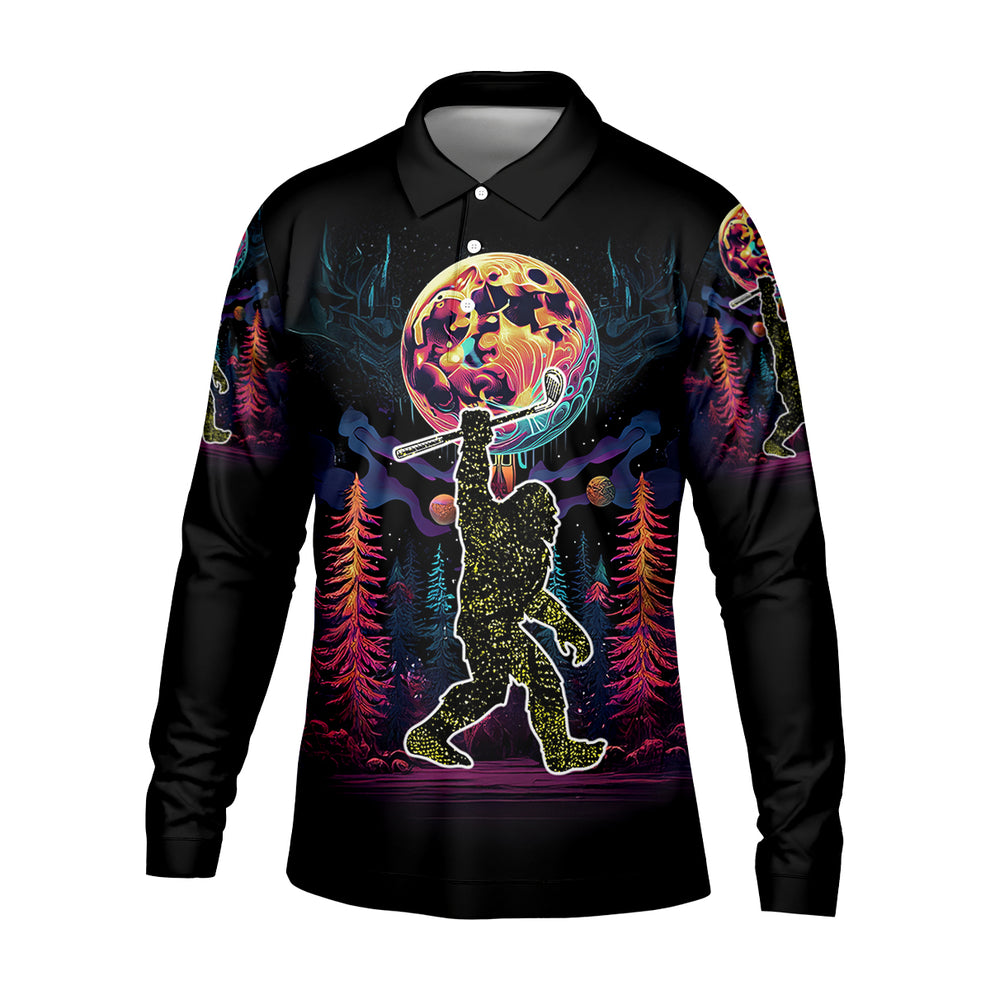 Bigfoot Golf Shirt, Not All Who Wander Are Lost, Funny Men's Performance Golf Shirt, Golf Gifts For Dad