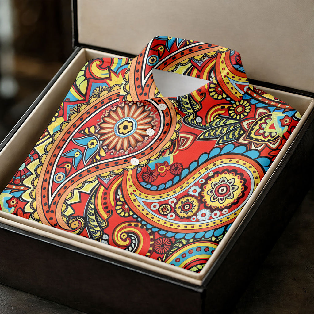 Paisley Design Golf Tops For Men, Boho Pattern Golf Shirts For Men, Polo Shirts For Men