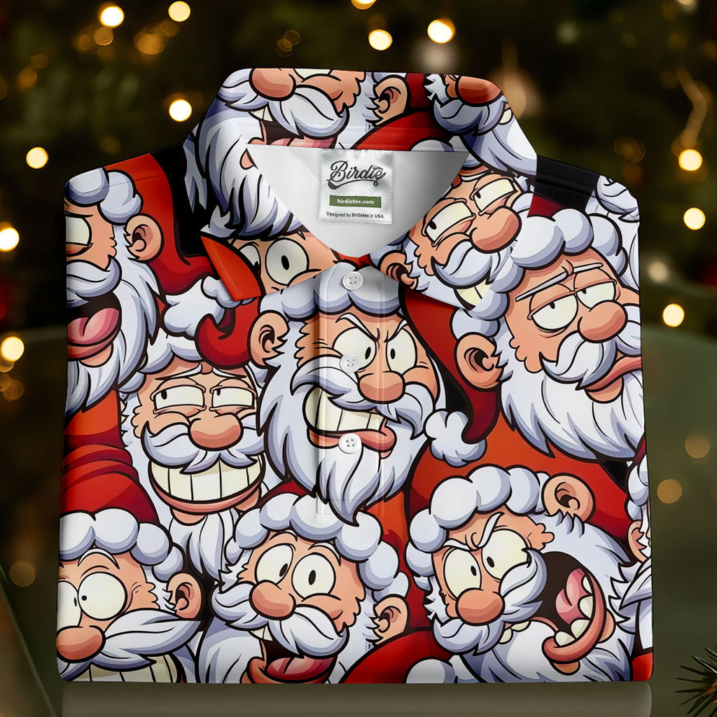 Santa Claus Face Fun Golf Shirts For Men, Christmas Golf Shirt, Polo Shirts For Men, Golfing Apparel