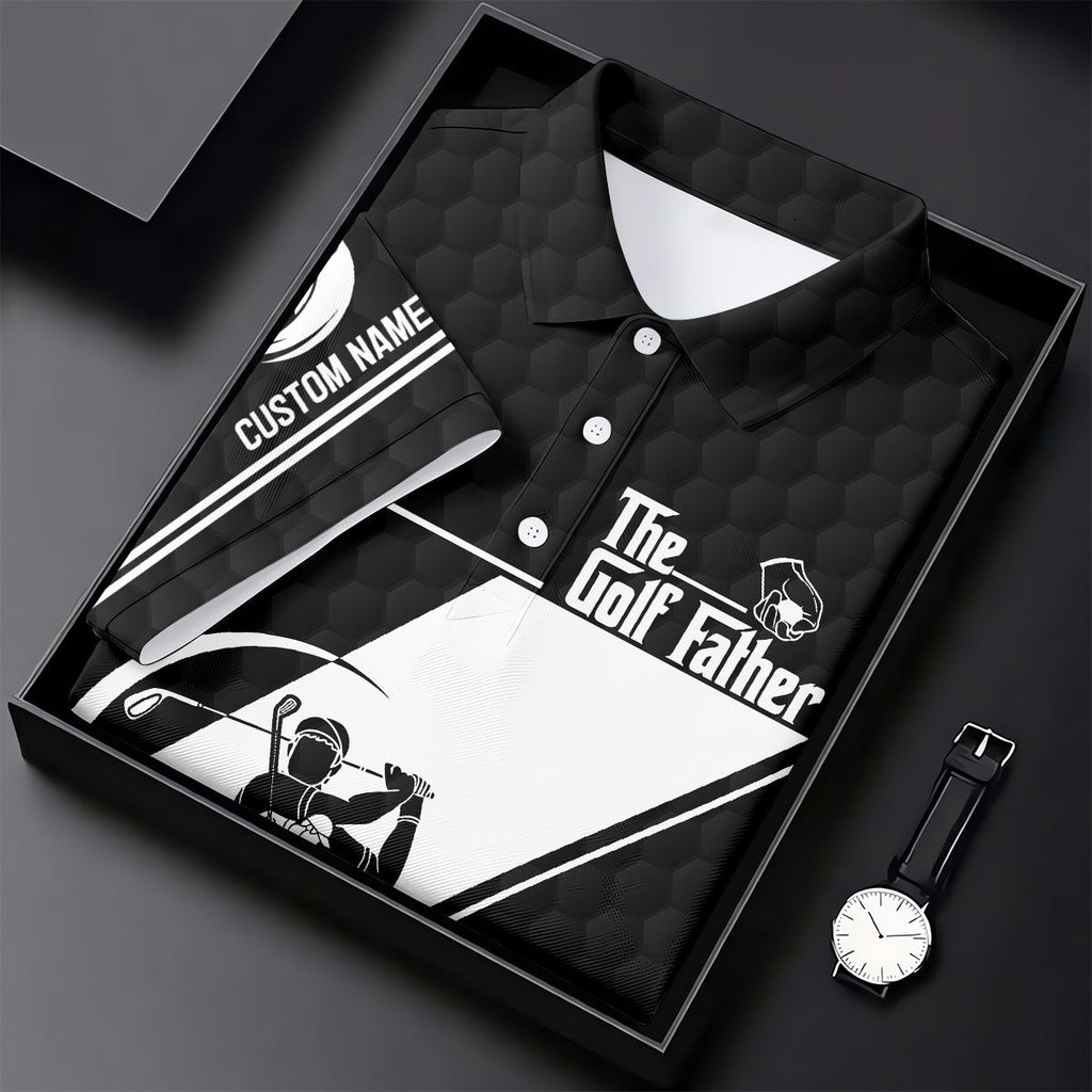 The Golf Father Golf Ball Pattern Father's Day Golf Shirt, Golf Gift For Dad, Polo ShirtFor Men