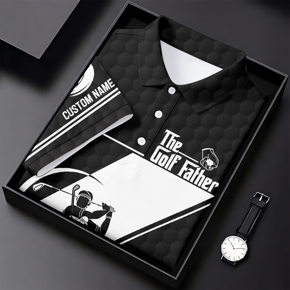 The Golf Father Golf Ball Pattern Father's Day Golf Shirt, Golf Gift For Dad, Polo ShirtFor Men