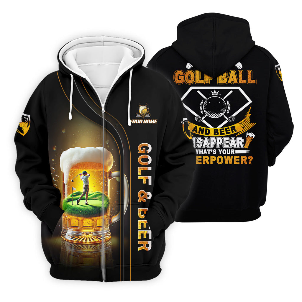 I Make Golf Ball And Beer Custom Men's Golf Polo Shirt, Funny Golf Shirt, Dad Golf Gift