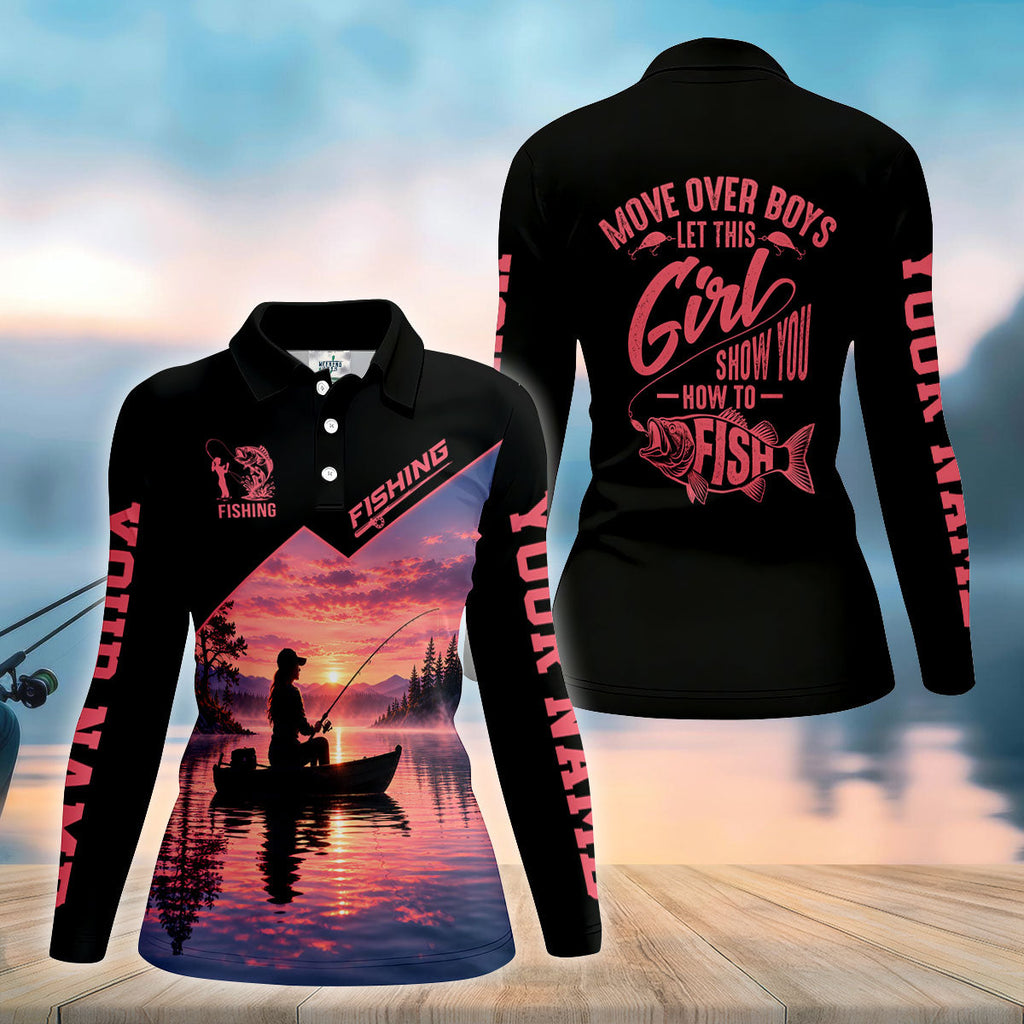 Move Over Boys Girl Shows How To Fish Pink UPF Shirt, Fishing Shirt For Women, Bass Fishing Shirt