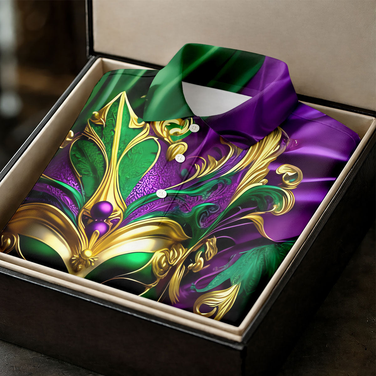 Mardi Gras Face Mask Purple Green Gold Polo Shirts For Men, Golf Shirts For Men, Polo For Men