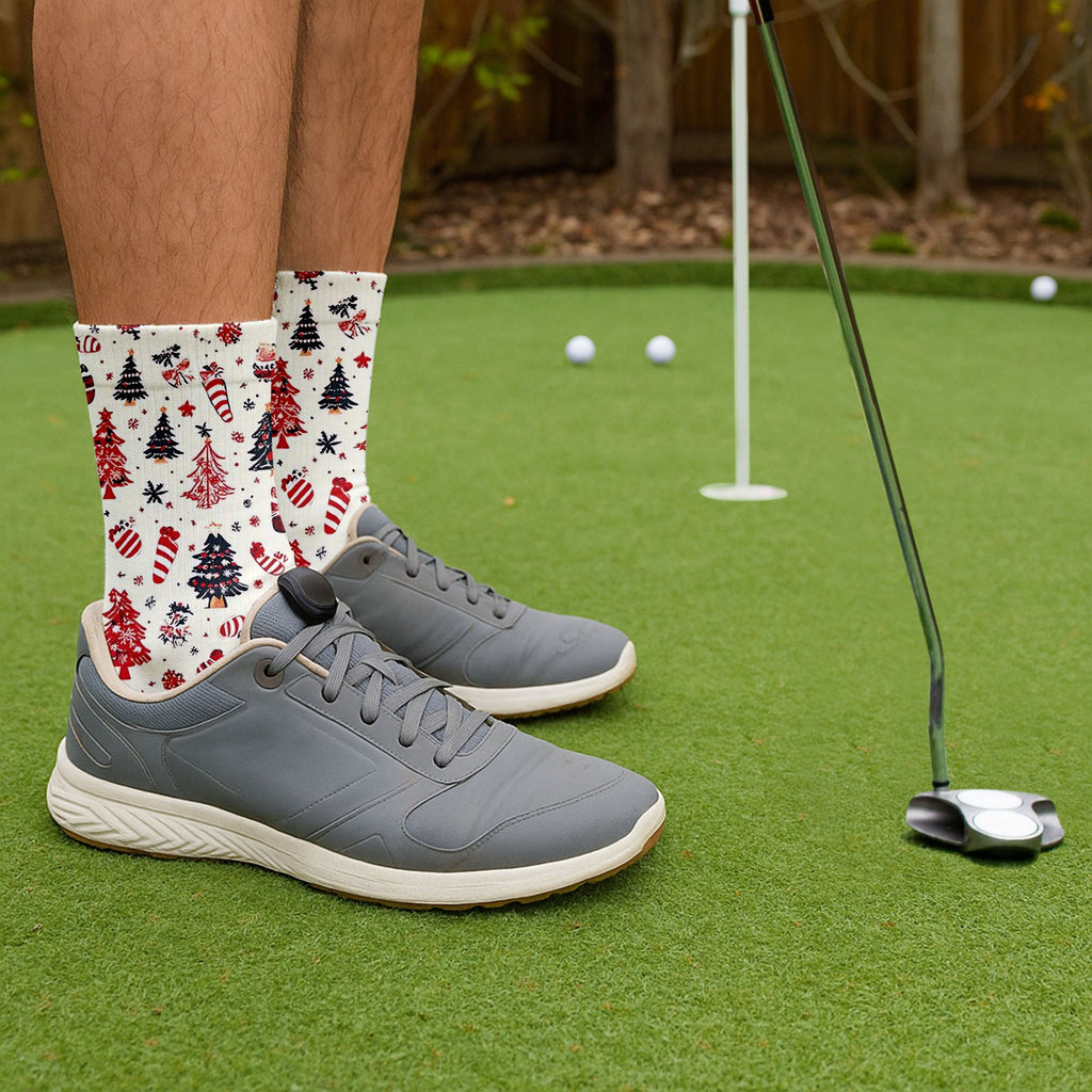 Candy Canes Christmas Golf Socks, Christmas Golf Gift, Golfing Accessories, Ladies Golf Socks, Men's Christmas Socks