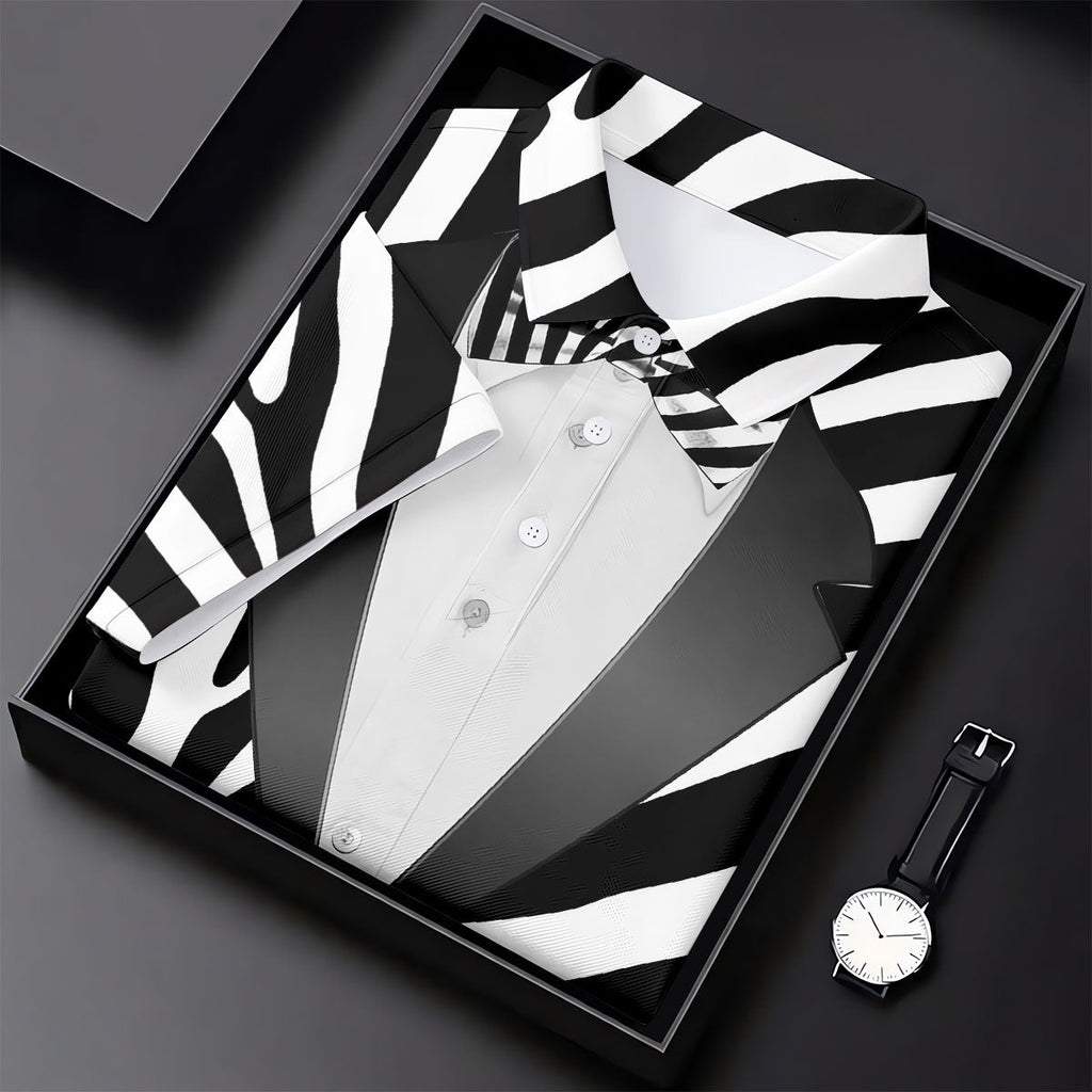 Zebra Pattern Funny Costume Hawaiian Golf Shirt, Polo ShirtFor Men, Golf Shirts For Men