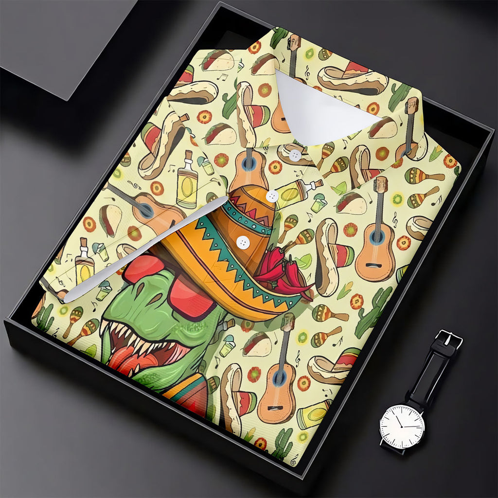 Mexican T-Rex Cinco De Mayo Celebration Funny Golf Shirt, Vibrant Color Golf Shirts For Men