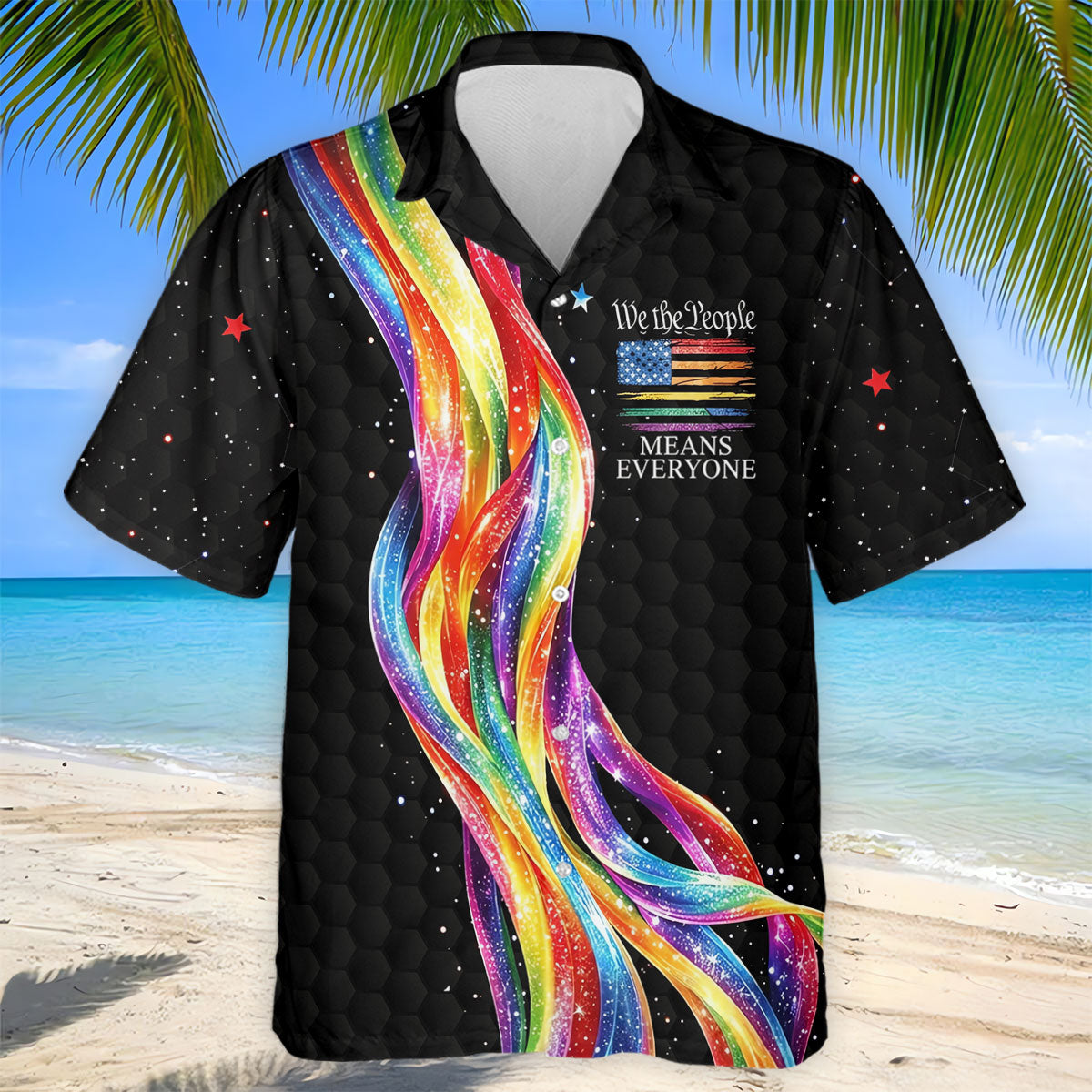 We The People Means Everyone LGBT Rainbow Golf Tops For Men, Pride Month Celebrate Golf Shirts For Men