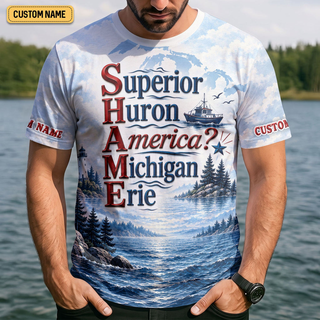 America Great Lakes Fishing UPF Shirt, Performance Fishing Shirt, UPF Sun Shirt For Men
