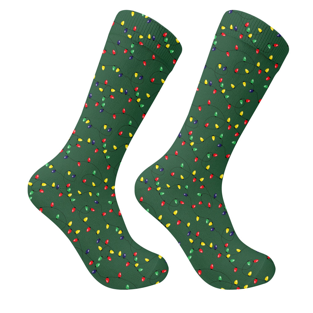 Christmas Colorful Lights Green Golf Socks, Fun Golf Socks, Christmas Golf Socks, Christmas Golf Gift