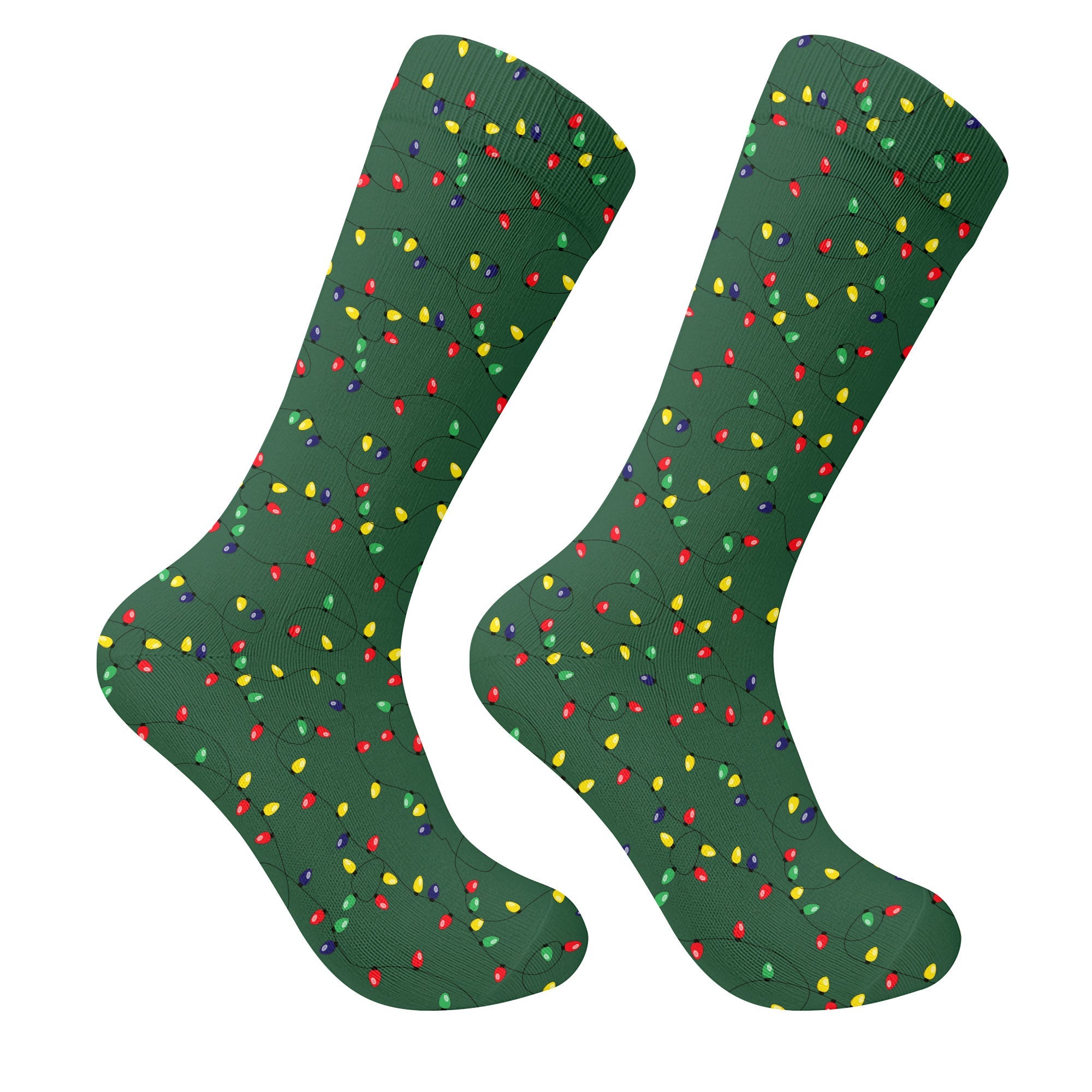 Christmas Colorful Lights Green Golf Socks, Fun Golf Socks, Christmas Golf Socks, Christmas Golf Gift
