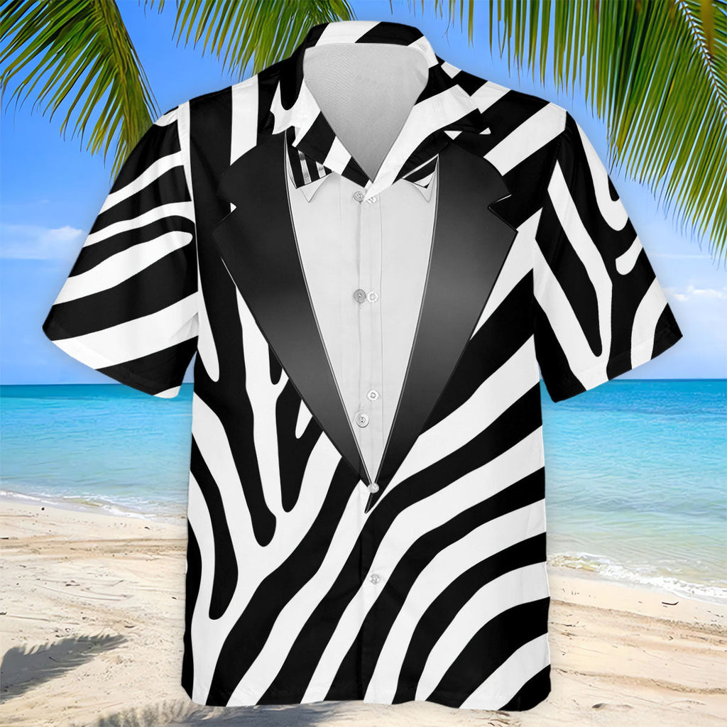 Zebra Pattern Funny Costume Hawaiian Golf Shirt, Polo ShirtFor Men, Golf Shirts For Men