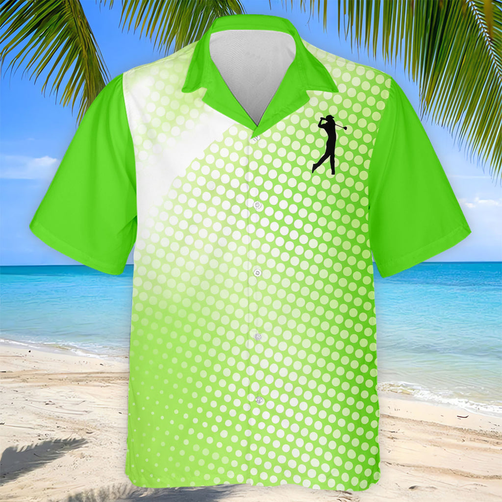Green White Gradient Polka Dot Golf Shirt, Polo Shirts For Men, Golf Shirts For Men