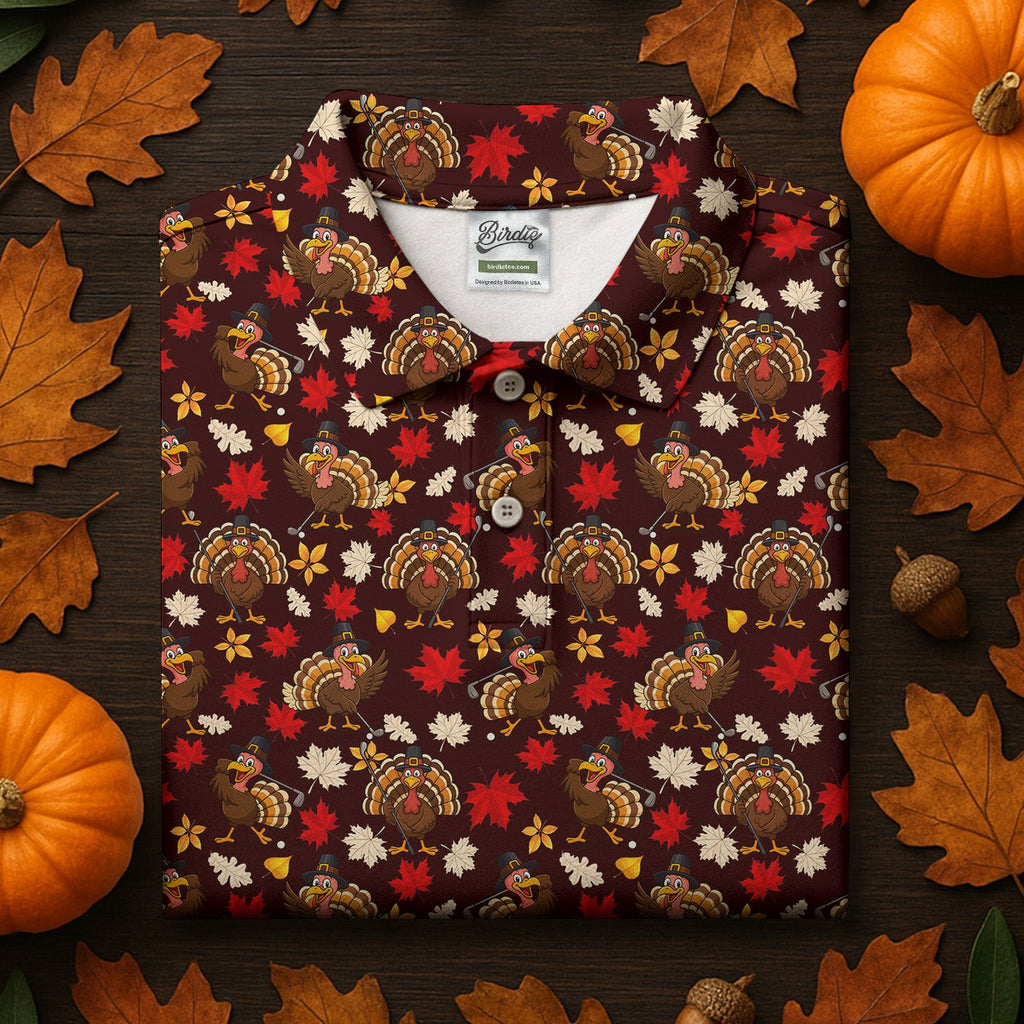Funny Thanksgiving Turkey Golf Pose Golf Tops For Men, Polo Shirts For Men, Golf Gift For Men