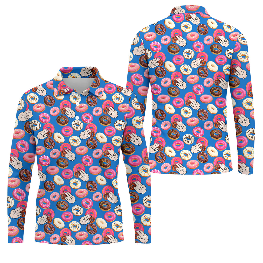 Funny Donut Adult Humor Blue Golf Polo Shirt, Valentine’s Golf Gift for Men