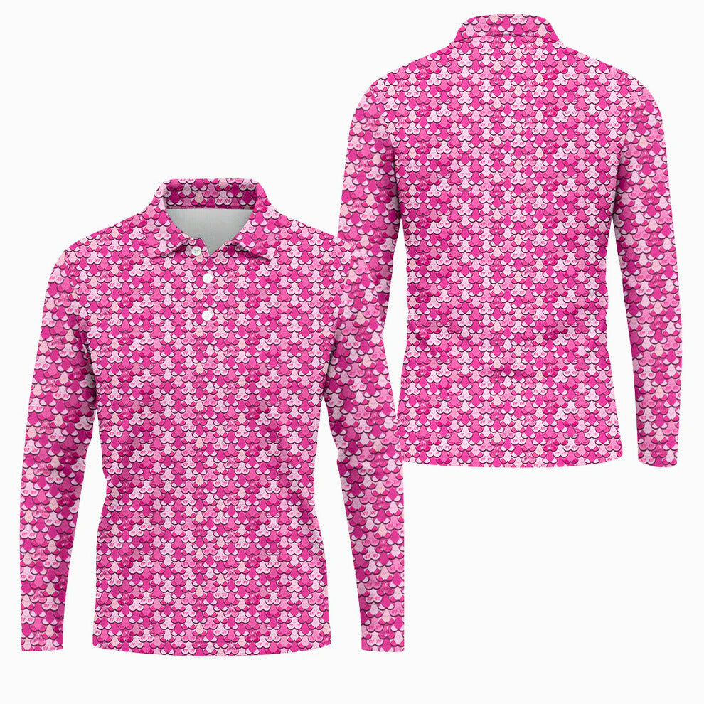 Naughty Playful XOXO Pink Golf Polo Shirt for Men, Fun Valentine’s Golf Gift