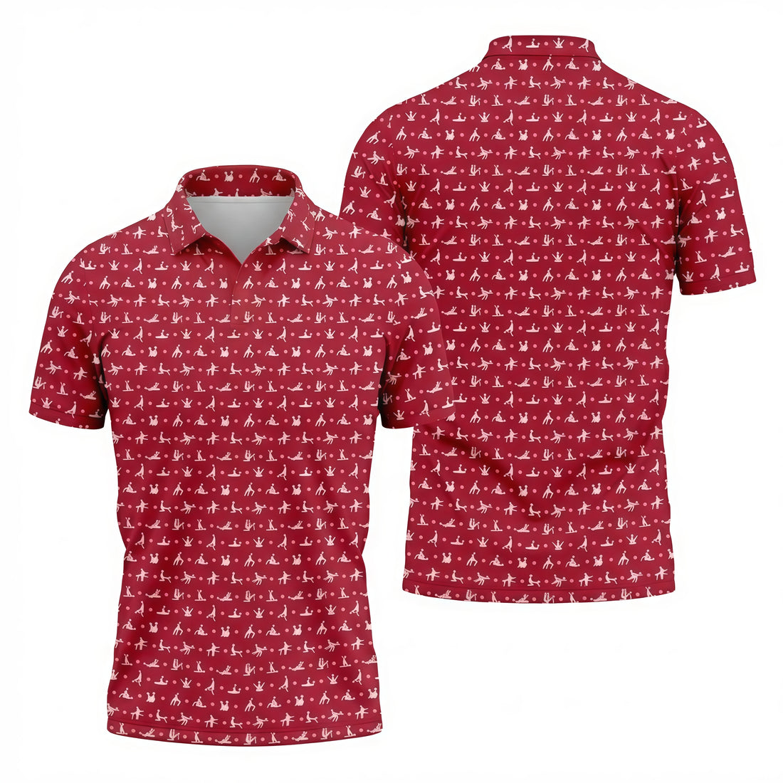 Funny Naughty Couple Stick Figure Red Golf Polo Shirt, Valentine’s Golf Gift for Men