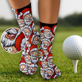 Santa Claus Face Funny Golf Socks, Golf Gift Ideas, Golfing Accessories, Christmas Golf Gift