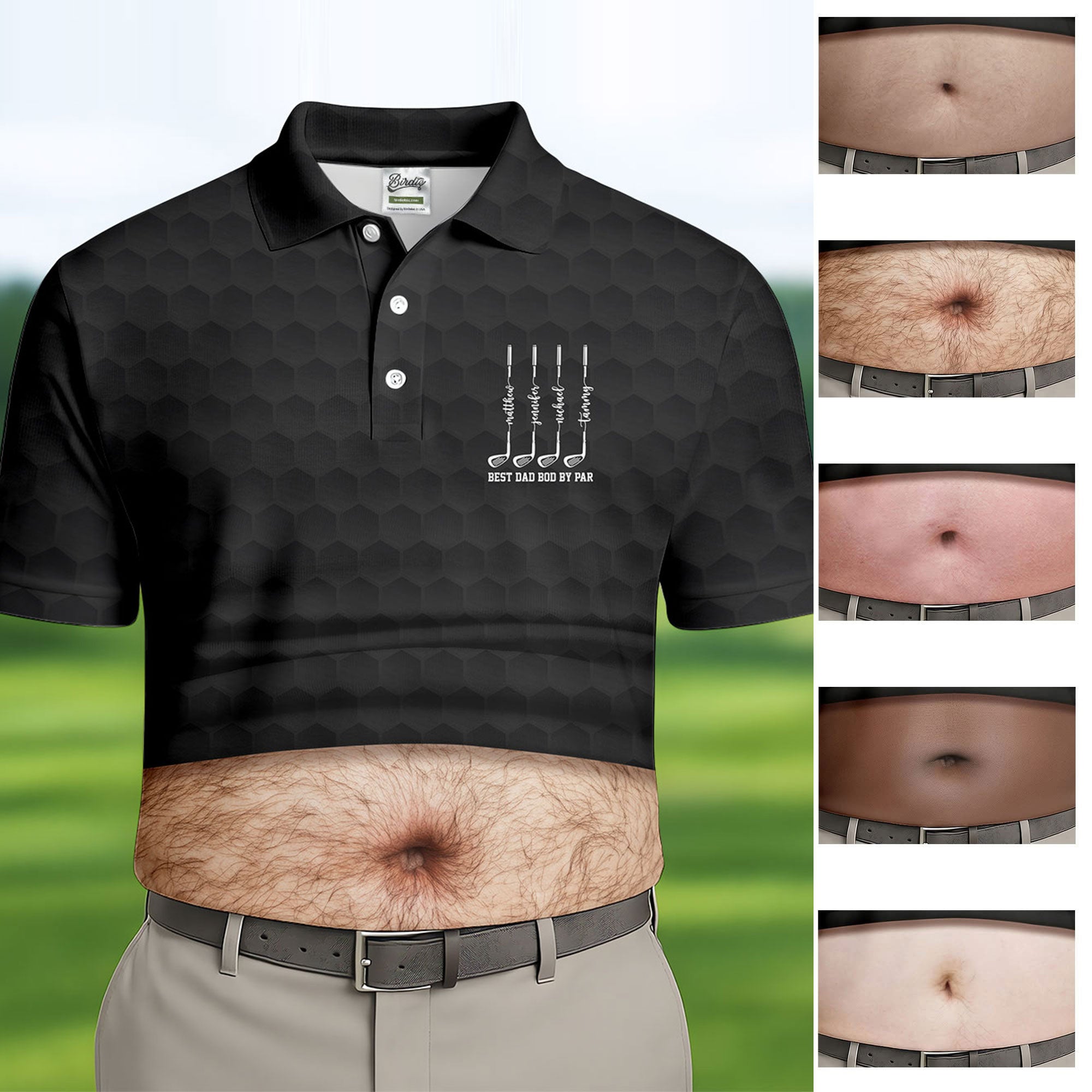 Best Dad Bod By Par Black Men's Funny Golf Polo Shirts, Father's Day Golf Shirt, Golf Gift For Dad