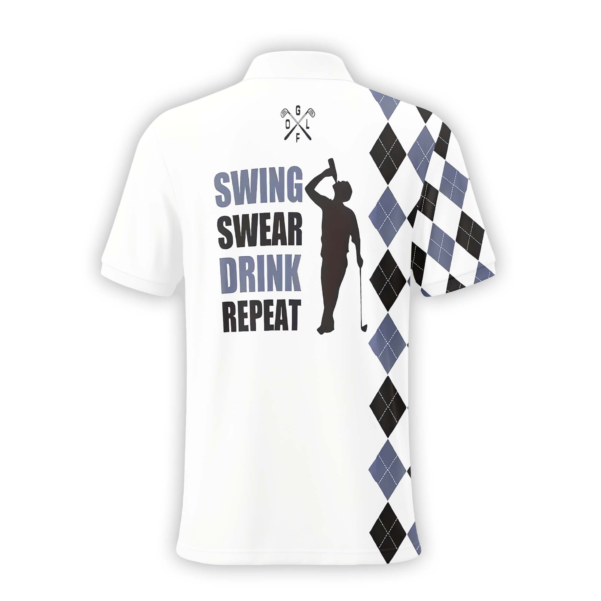 Swing Swear Drink Repeat Custom Name Golf Polo ShirtGolf Shirt, Gift For Golfers