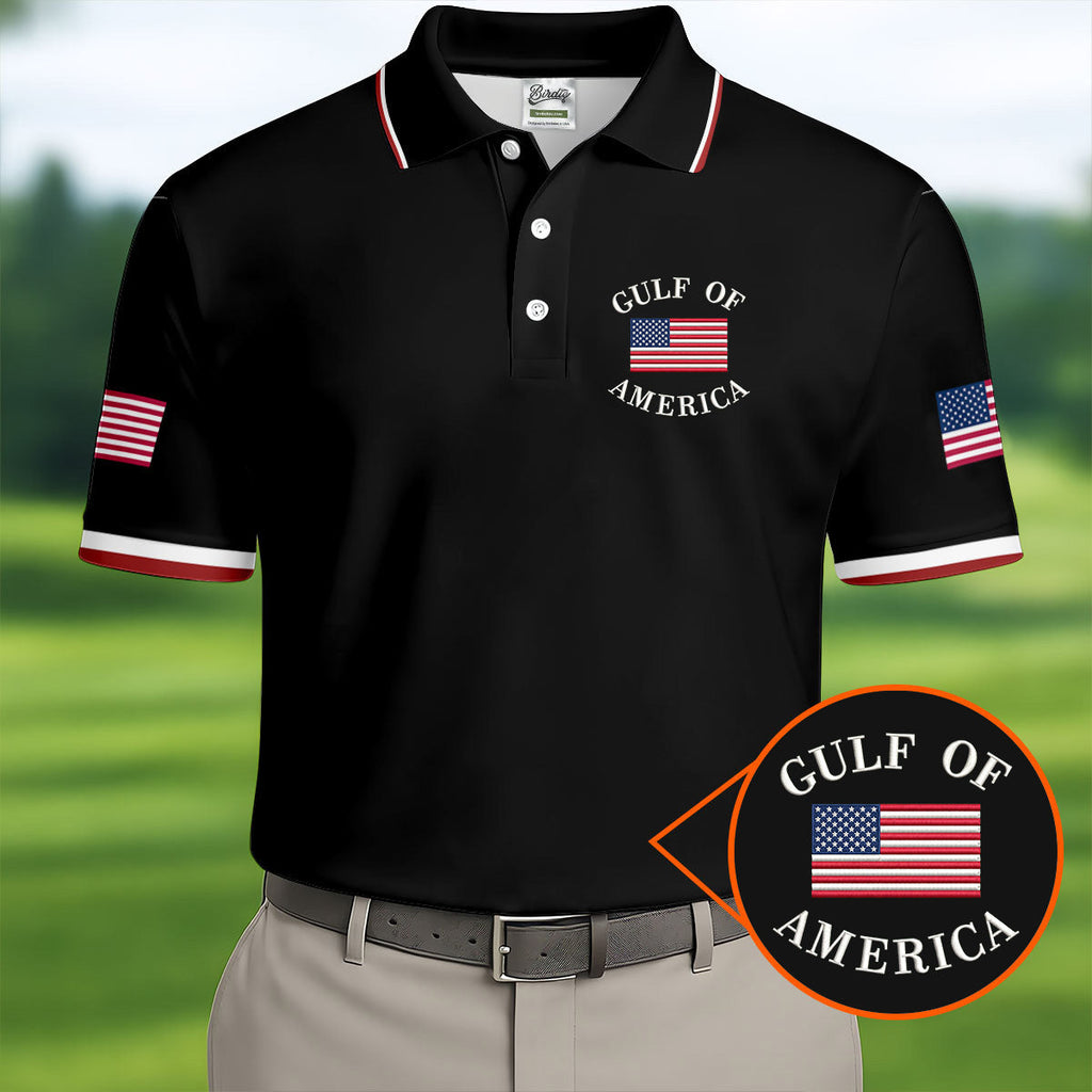 Gulf Of America Patriotic Golf Shirt, 4th Of July Golf Shirt, 250 Years Polo Shirts For Men