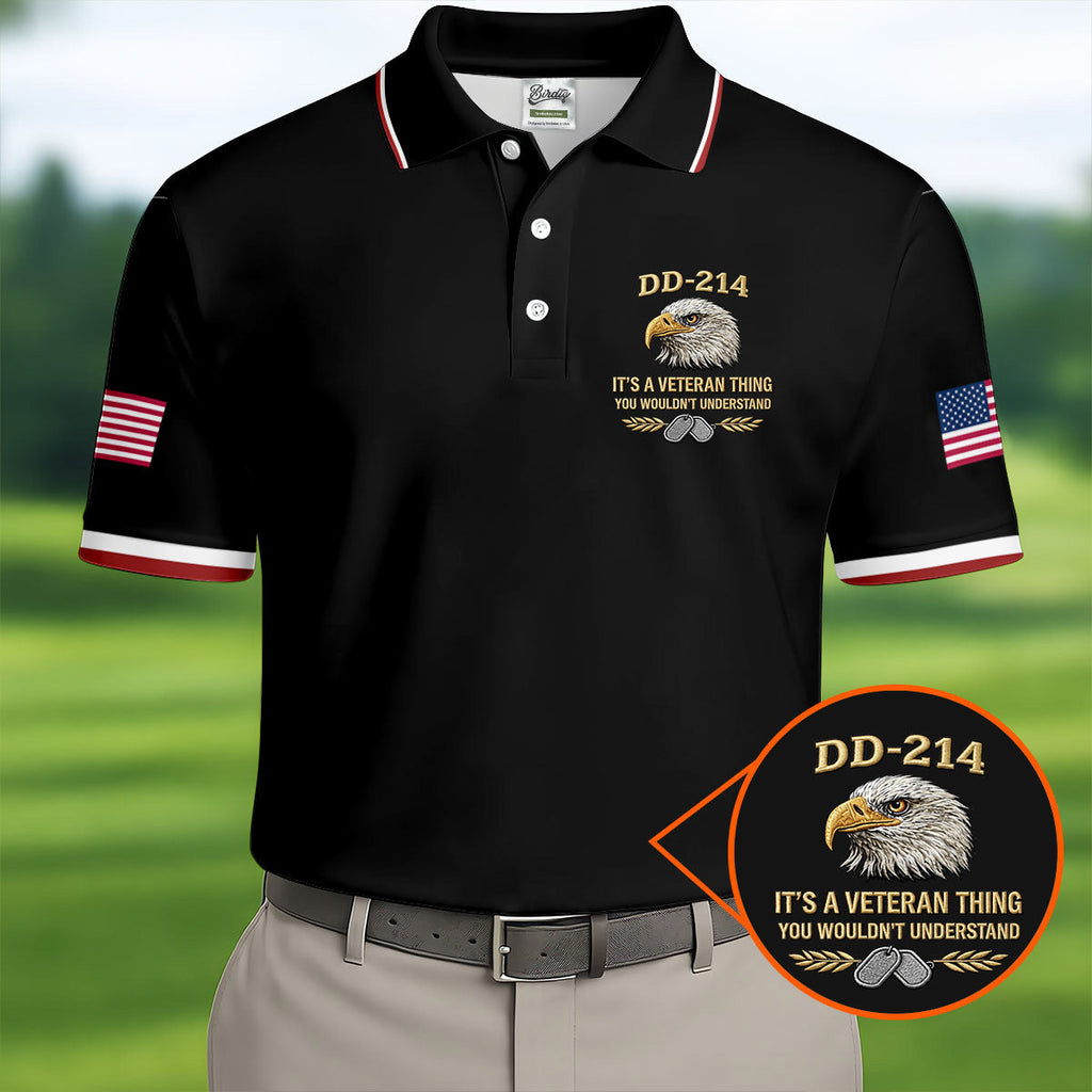DD 214 Veteran Memorial Patriotic 4th Of July Golf Shirt, 250 Years Polo Shirts For Men
