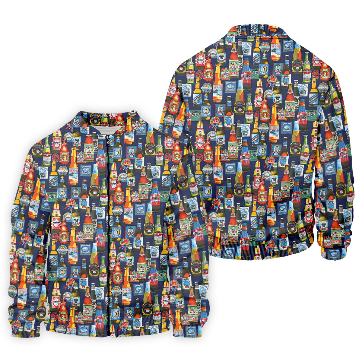 Beer Bottle Labels Navy Golf Shirt, Men's Funny Golf Shirts, Golf Tops For Men, Golf Shirts For Men