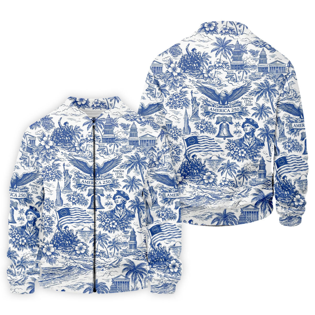 250 Years Of America Tropical Vibe Vintage Golf Shirt, Patriotic 4th Of July Golf Shirts For Men