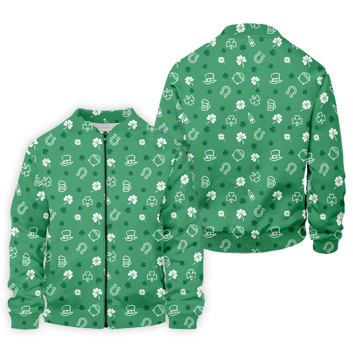 Leprechaun Hat Shamrock Beer Seamless Pattern St. Patrick’s Day Golf Shirt, Polo Shirts For Men, Golf Shirts For Men