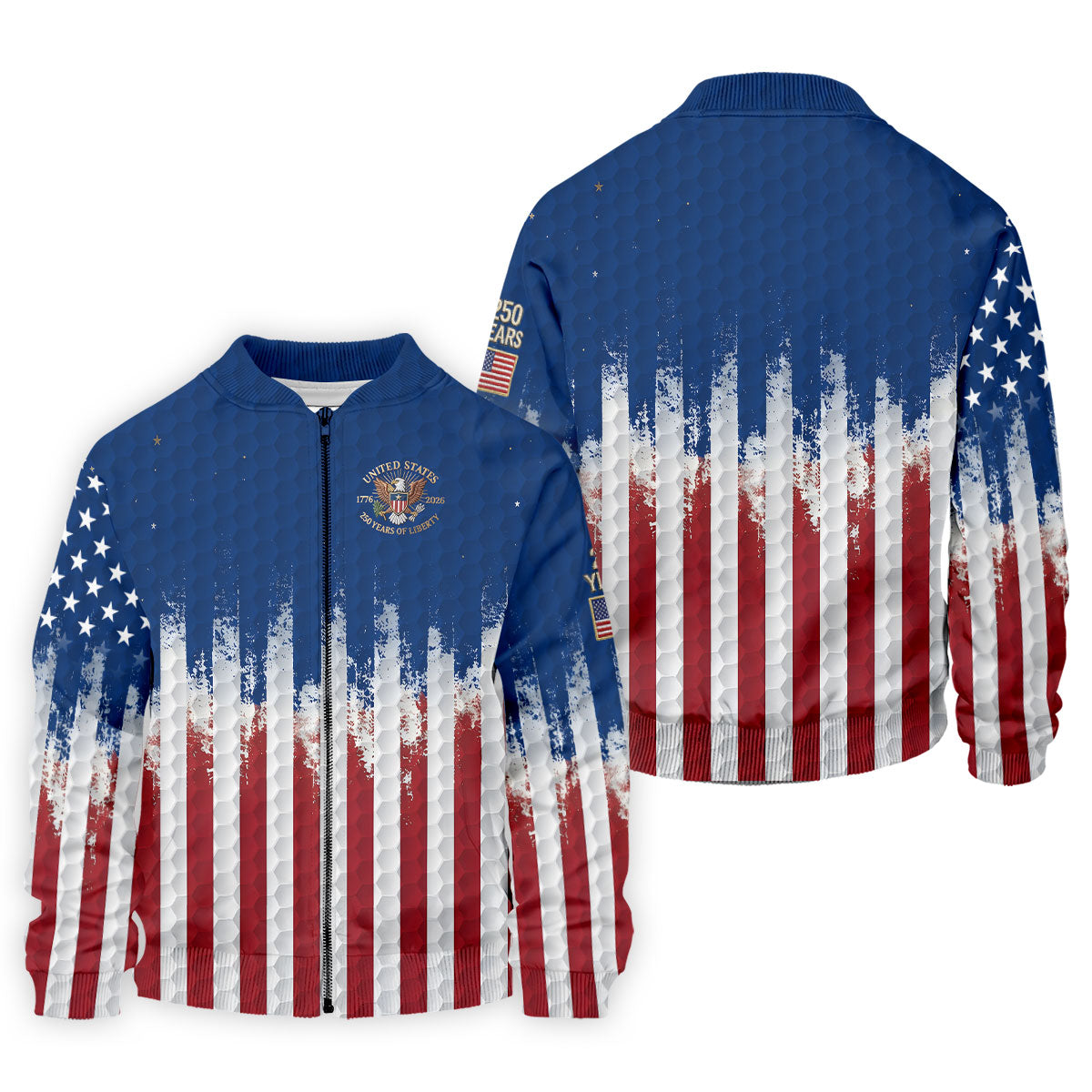 250 Years Of Liberty Distressed American Flag Golf Shirt, Patriotic 4th Of July Golf Shirts For Men