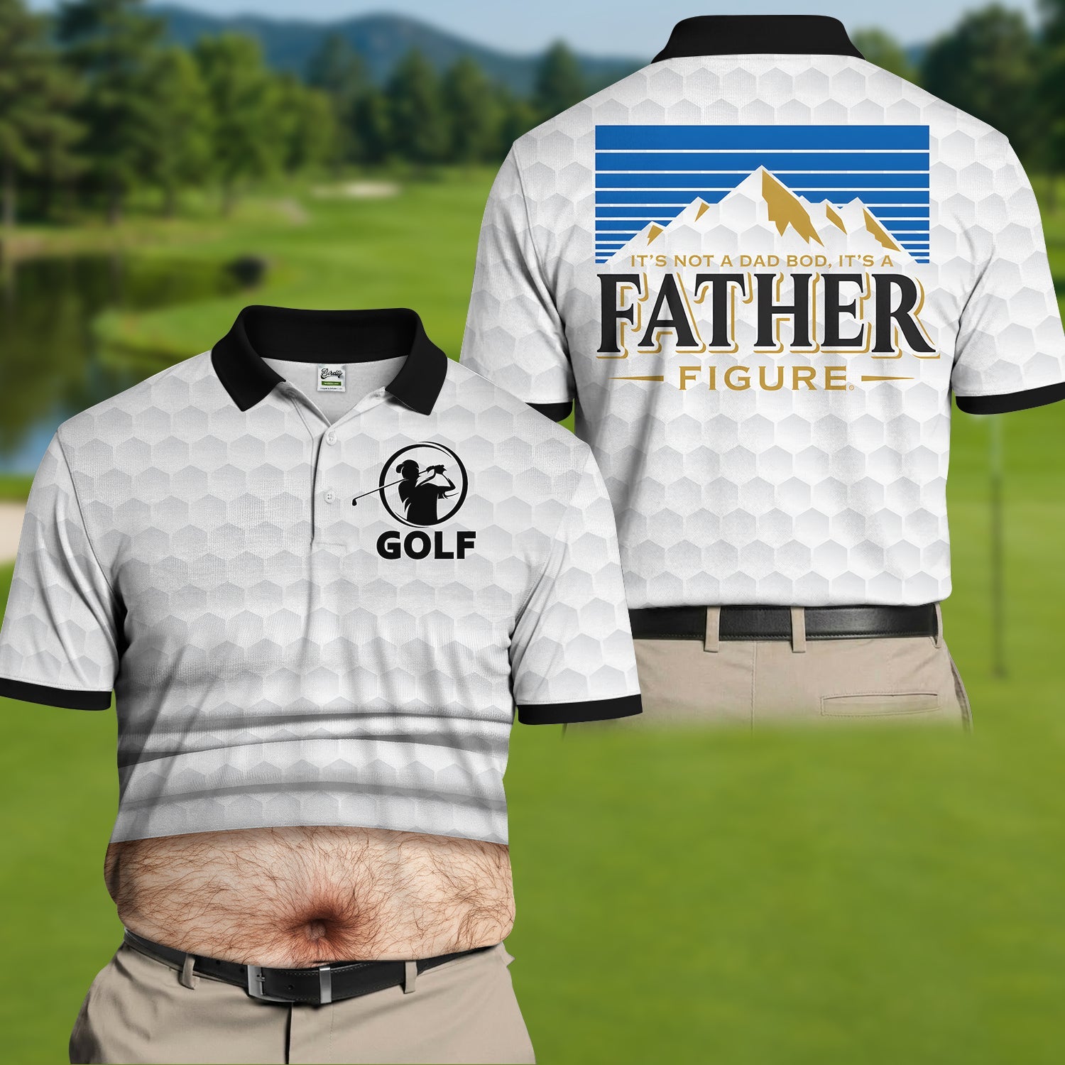 It's Not A Dad Bod It's A Father Figure Men's Funny Golf Shirts, Father's Day Golf Gift