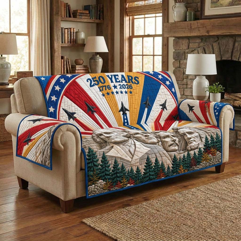 America 250 Rushmore Quilted Sofa Cover Fall Halloween Decor For Sofa Couch