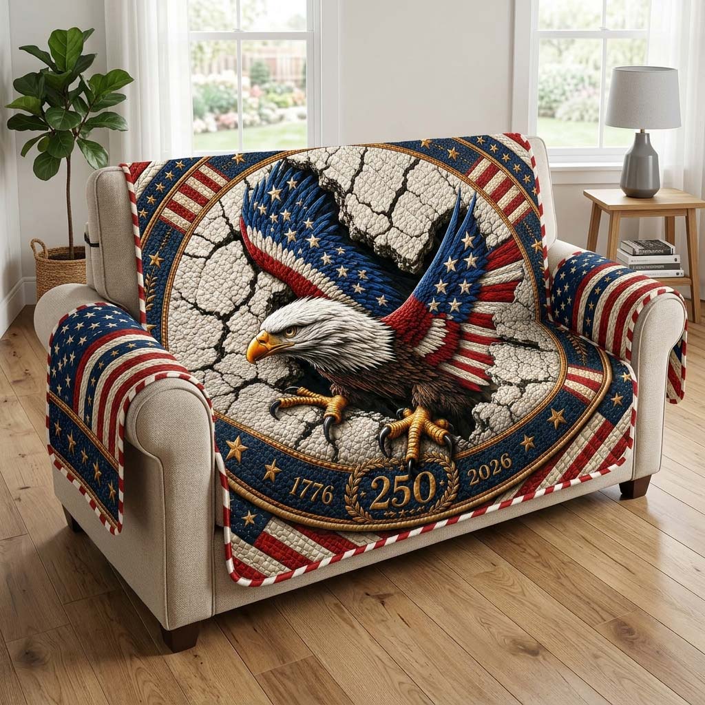 America Eagle Freedom Quilted Sofa Cover Fall Halloween Decor For Sofa Couch
