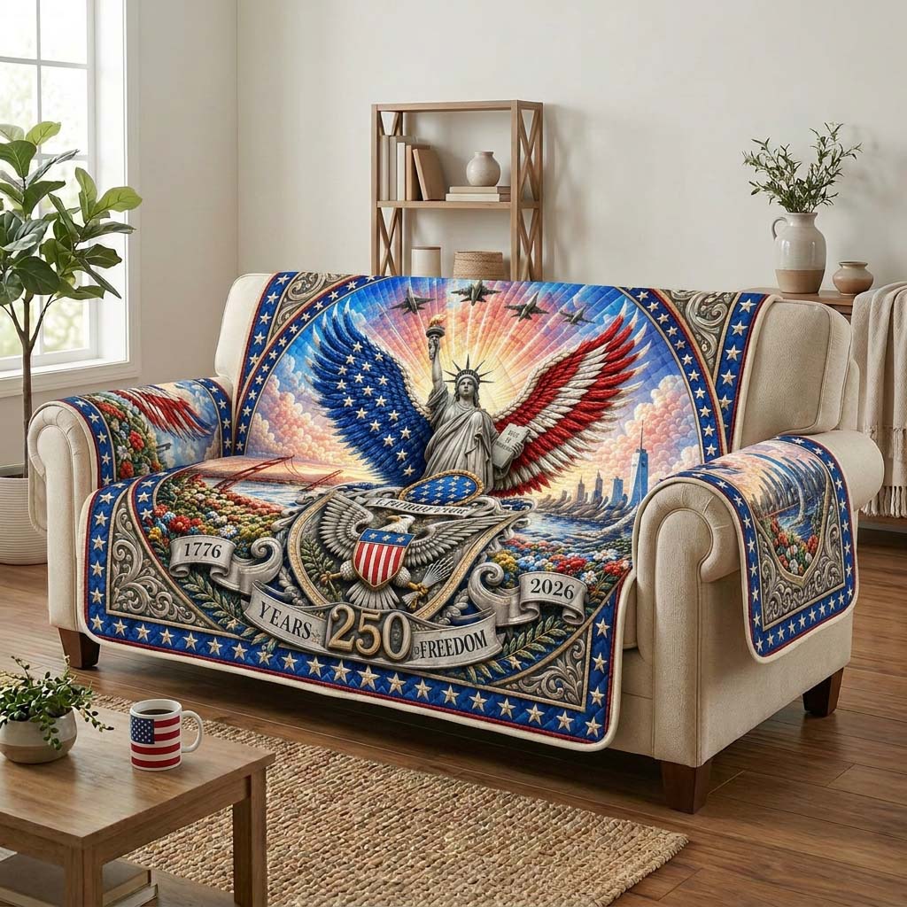 America Liberty Anniversary Quilted Sofa Cover Fall Halloween Decor For Sofa Couch