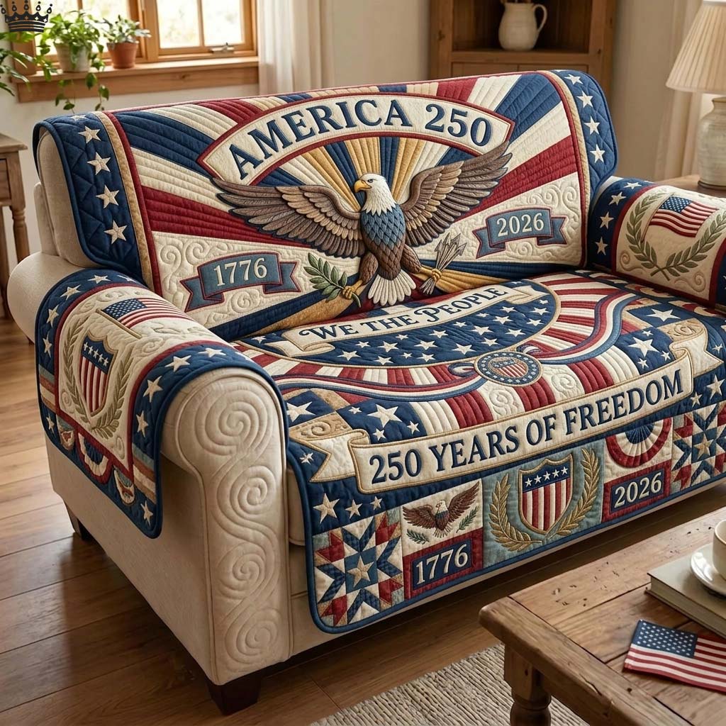 Freedom Eagle Quilted Sofa Cover Fall Halloween Decor For Sofa Couch