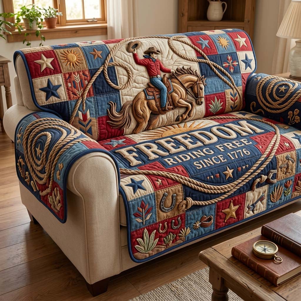 Cowboy Spirit Quilted Sofa Cover Fall Halloween Decor For Sofa Couch