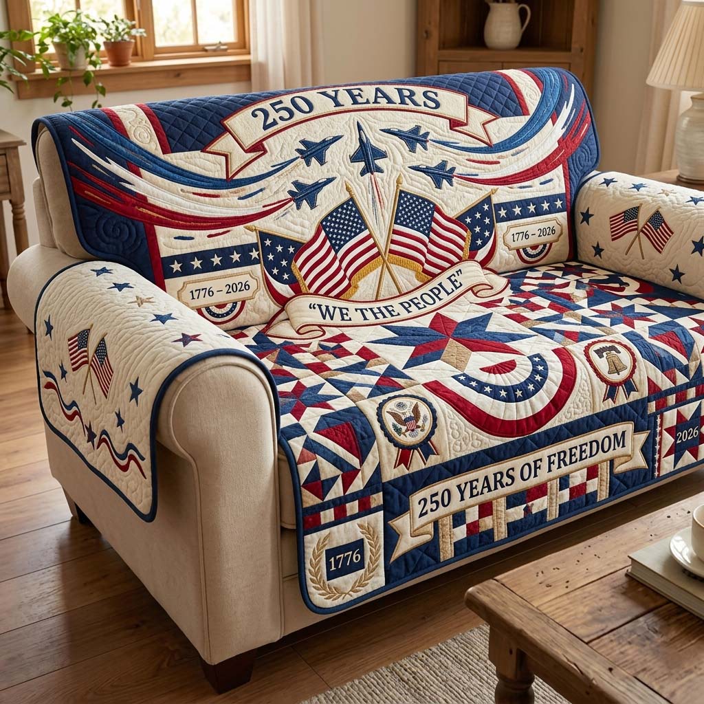 Liberty Flight Quilted Sofa Cover Fall Halloween Decor For Sofa Couch