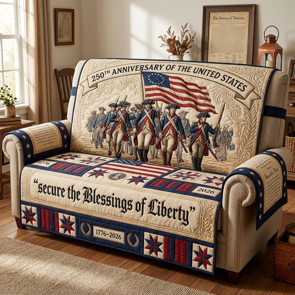 Liberty March Quilted Sofa Cover Fall Halloween Decor For Sofa Couch