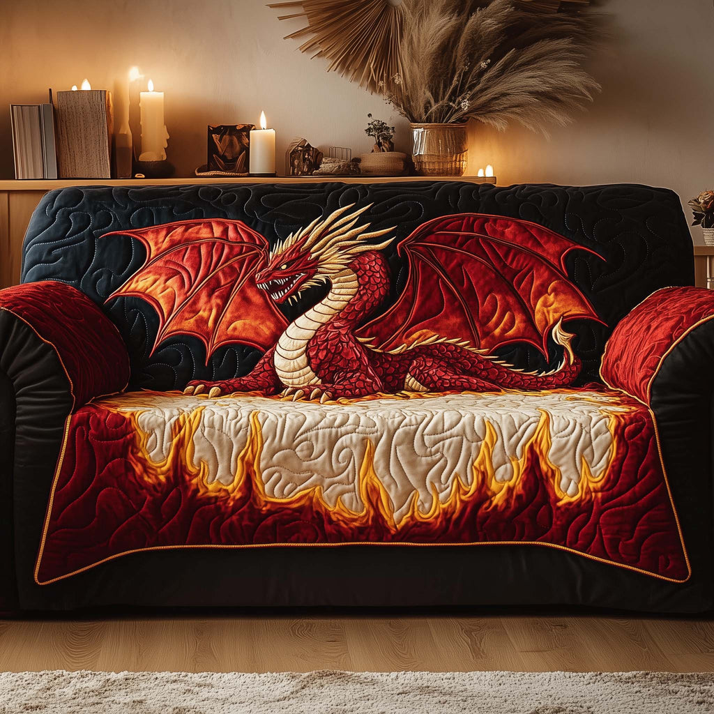 Majestic Dragon Quilted Sofa Cover Fall Halloween Decor For Sofa Couch
