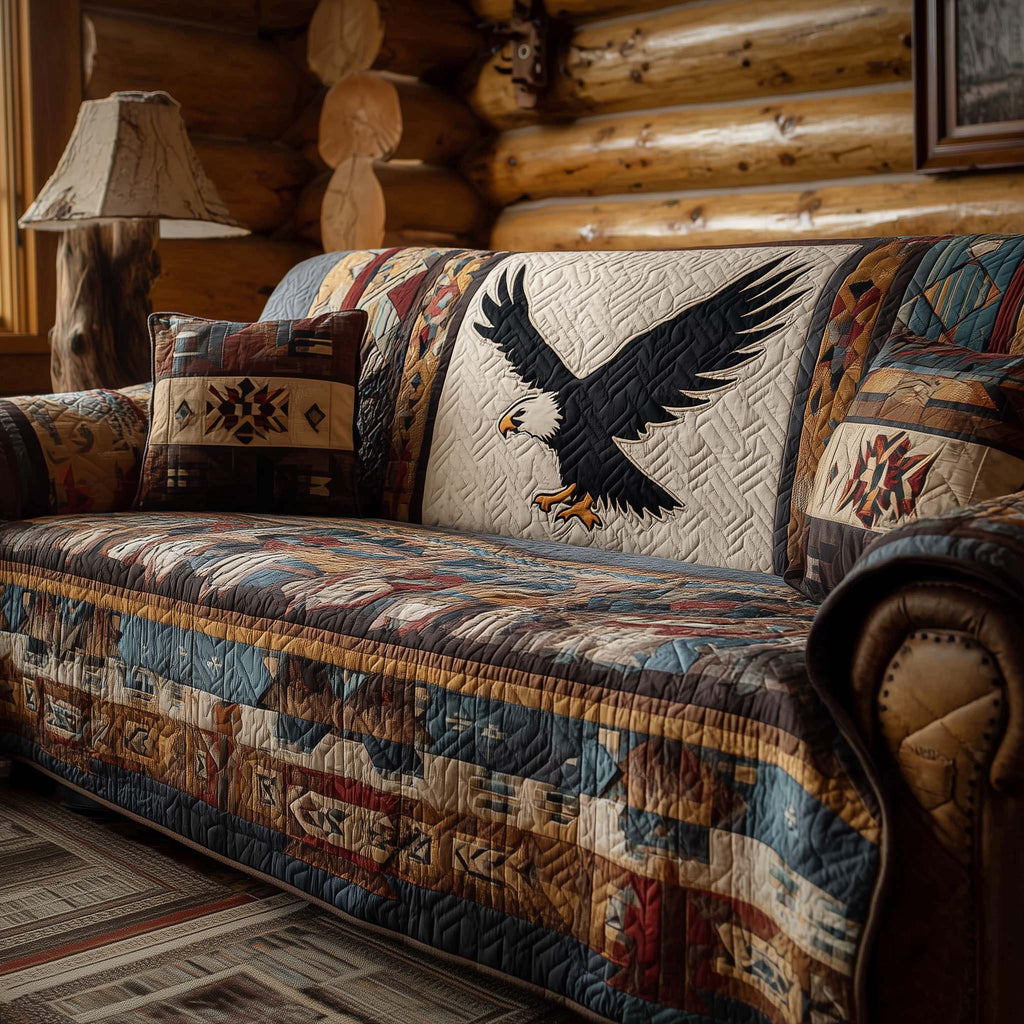 Native Eagle Quilted Sofa Cover Fall Halloween Decor For Sofa Couch
