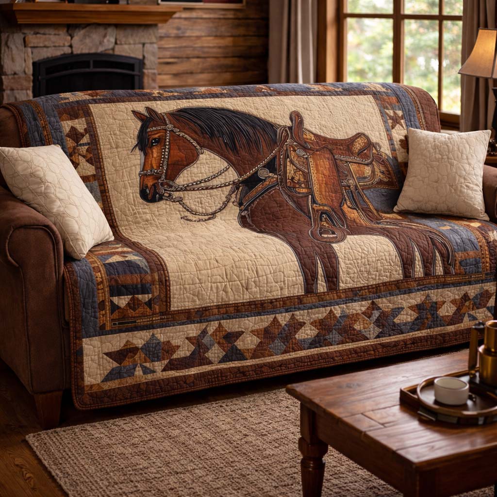 Saddled Grace Quilted Sofa Cover Fall Halloween Decor For Sofa Couch