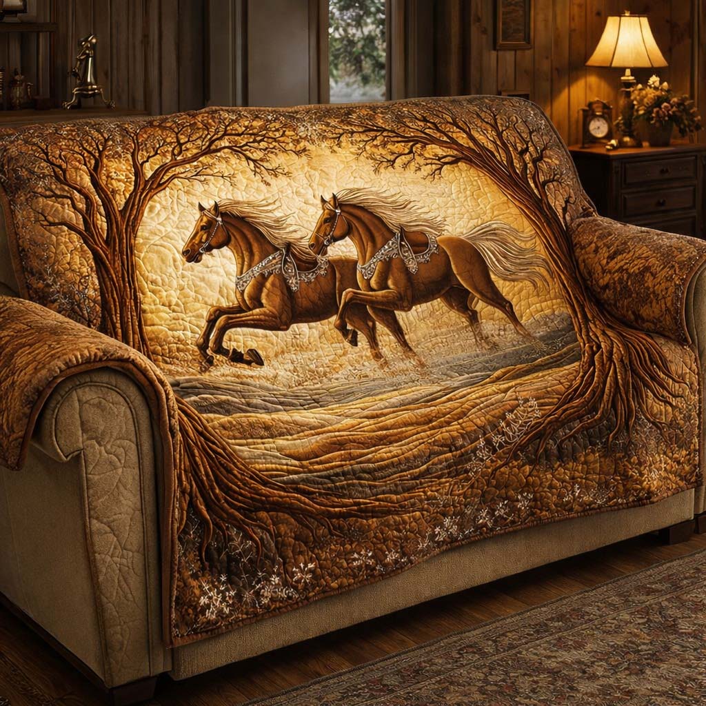 Autumn Twin Run Quilted Sofa Cover Fall Halloween Decor For Sofa Couch