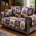 Lavender Bloom Patchwork Quilted Sofa Cover Fall Halloween Decor For Sofa Couch