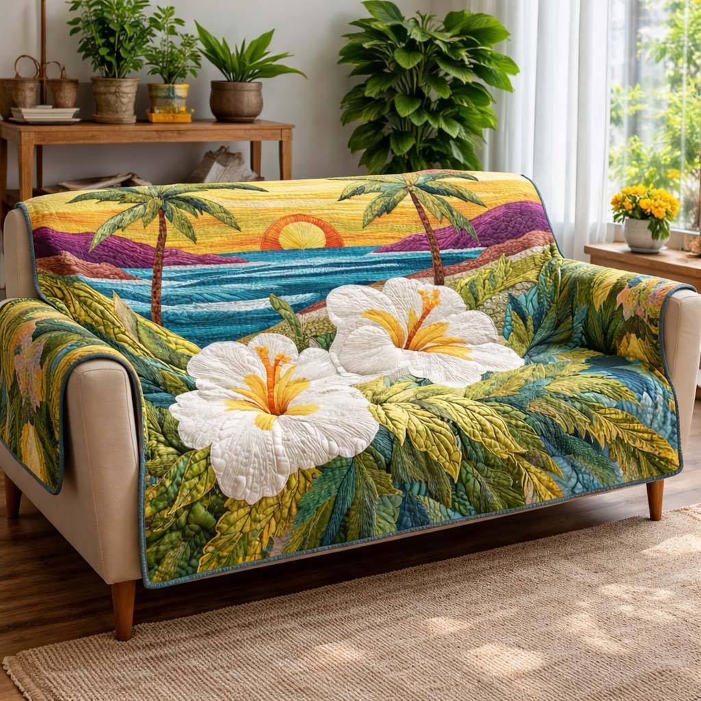 Aloha Sunset Paradise Quilted Sofa Cover Fall Halloween Decor For Sofa Couch