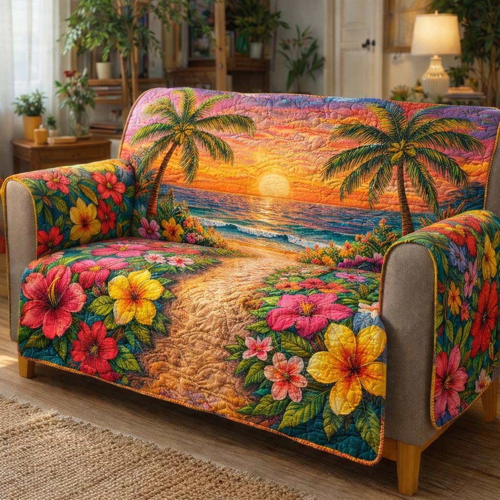 Golden Island Escape Quilted Sofa Cover Fall Halloween Decor For Sofa Couch