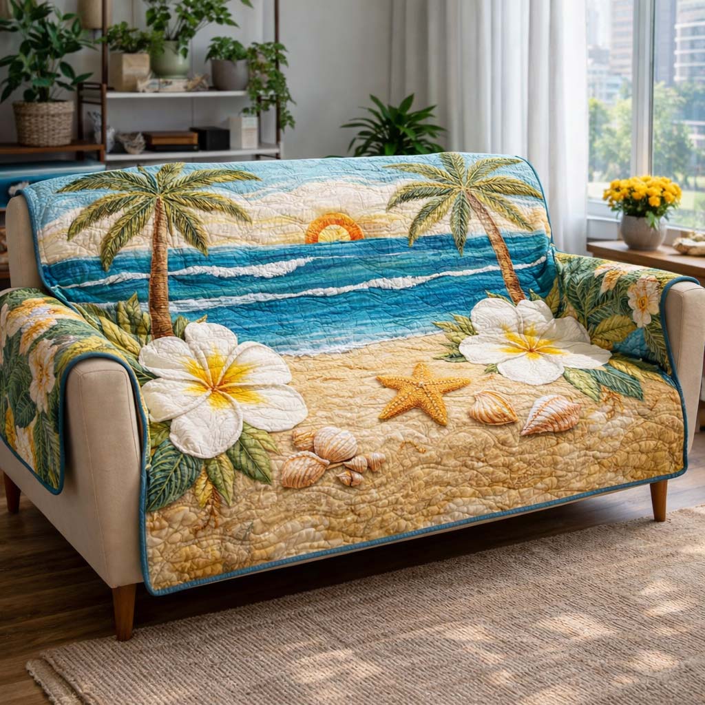 Palm Breeze Retreat Quilted Sofa Cover Fall Halloween Decor For Sofa Couch