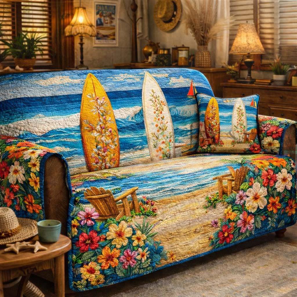 Island Serenity Coast Quilted Sofa Cover Fall Halloween Decor For Sofa Couch