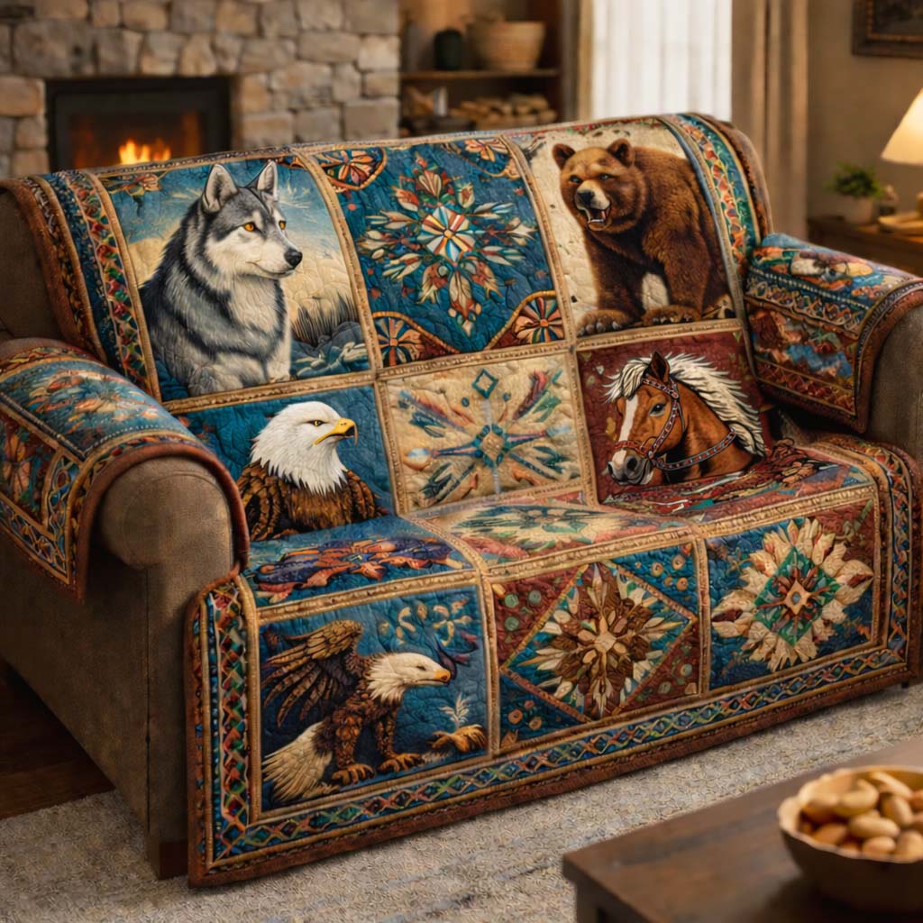 Wild Ancestral Spirits Quilted Sofa Cover Fall Halloween Decor For Sofa Couch